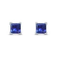 thumbnail image 2 of AFFY 4.5MM Princess Cut Simulated Blue Sapphire Stud Earrings in 14k White Gold Over Sterling Silver, 2 of 5