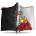 thumbnail image 1 of Tonga Polynesian Hooded Blanket - Coat Of Arm With Hibiscus White, 1 of 6