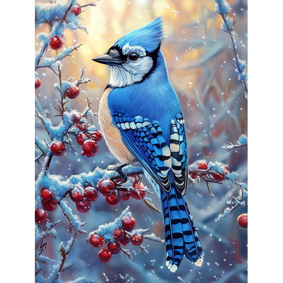 DIY The Blue Jay Diamond Painting 12x16 Inch, Full Round Drill Kits Mosaic Art for Adults Relax & Home Wall Decor Festival Gift 281