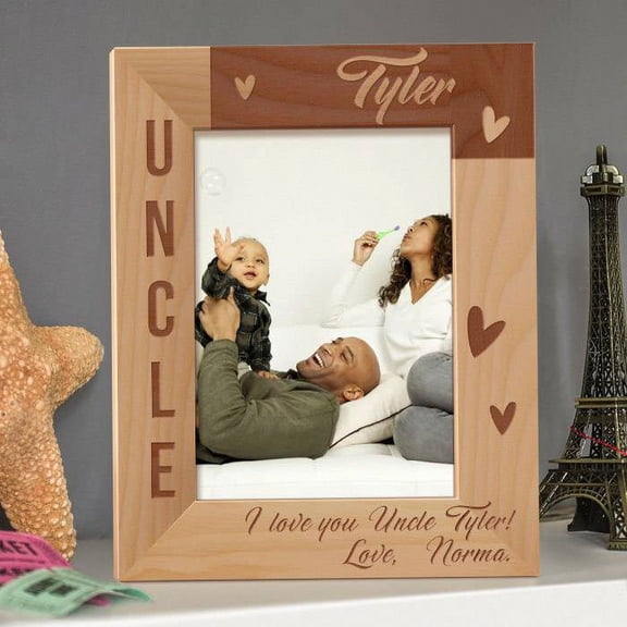 I Love You Uncle Personalized Wooden Picture Frame 8" x 10" Brown (Vertical)