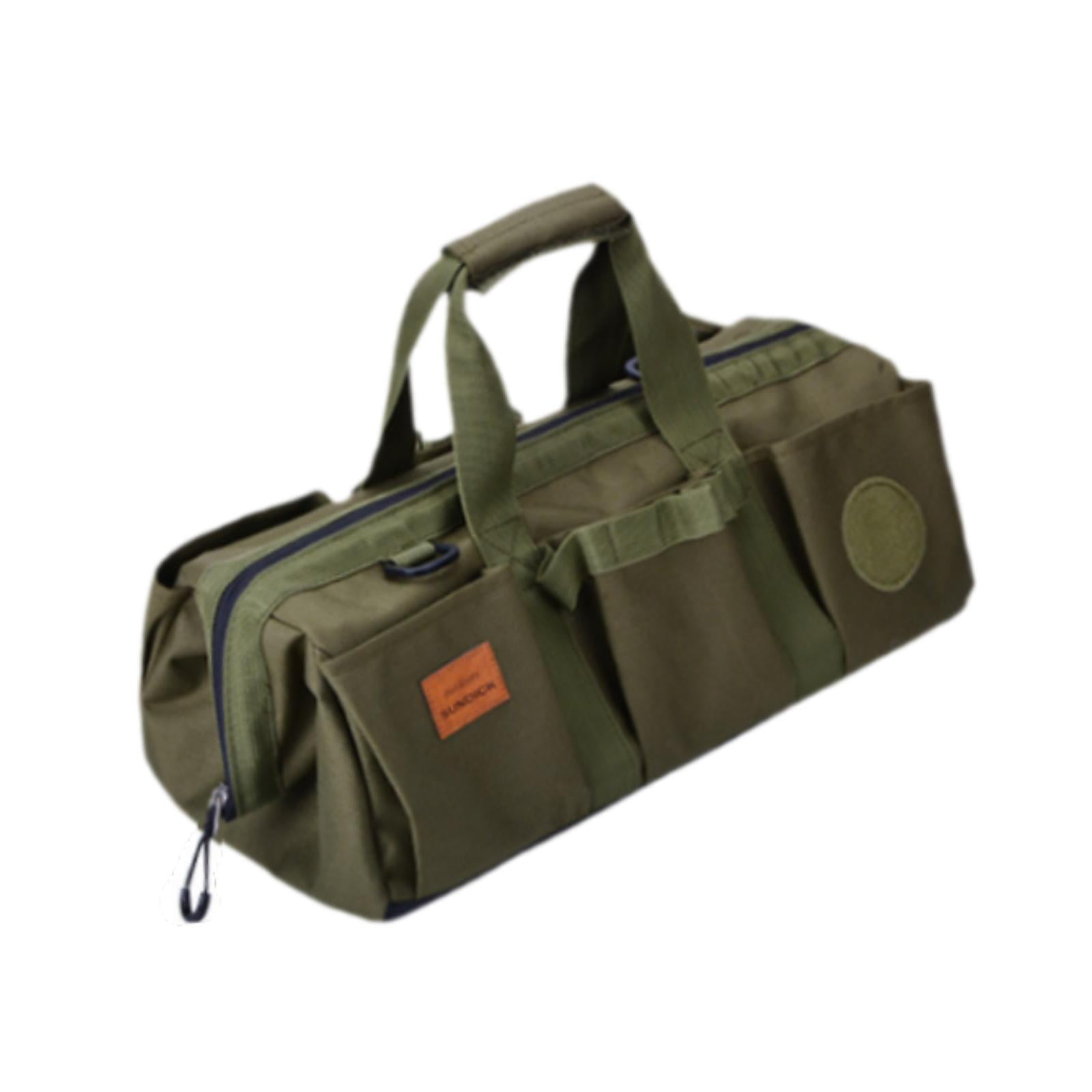 simhoa Tent Tool Bag Tool Organizer Large Capacity with Side Pockets Compact Storage Bag Handbag for Travel Fishing Outdoor Climbing Green