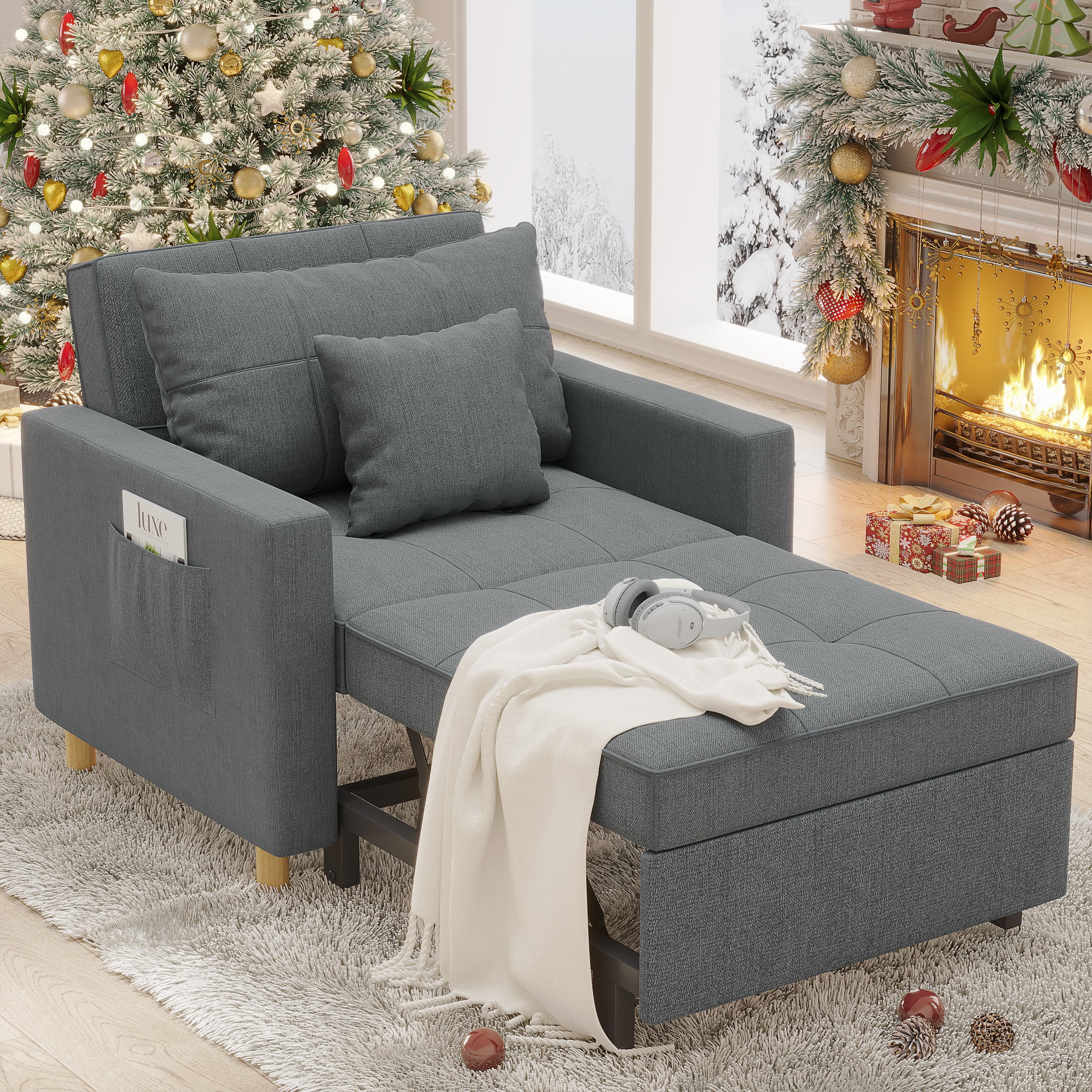 YODOLLA Silla futón, silla convertible 3 en 1 para adultos, sofá cama  extraíble con respaldo ajustable, sofá, tumbona, cama individual, silla