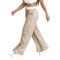 thumbnail image 5 of Abomasnow Womens Parachute Pants Y2K Side Striped Wide Leg Sweatpants Elastic Drawstring Waist Jogger Pants with Pockets, 5 of 6