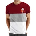 thumbnail image 1 of Mens Casual Pantalones Cortos Cuello Redondo Patchwork Impresión Suéter Blusa de Fitness, Camisetas para Hombre, 1 of 4