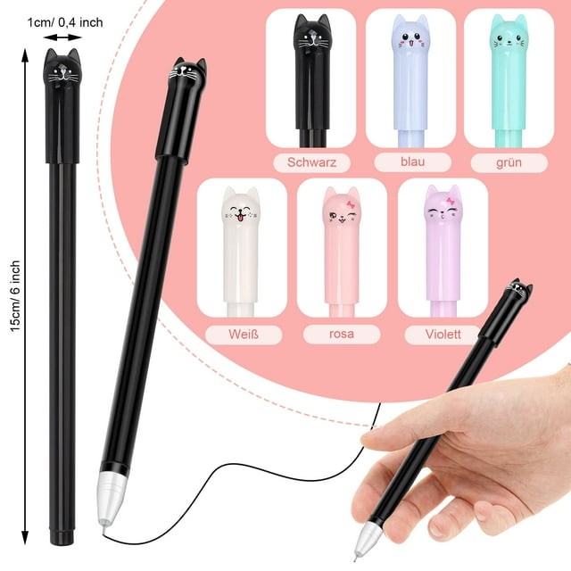 Baohd 6Pcs Neutral Pens Cartoon Plastic Drawing Painting Writing Tools Student Colorful Lovely Pen Household School