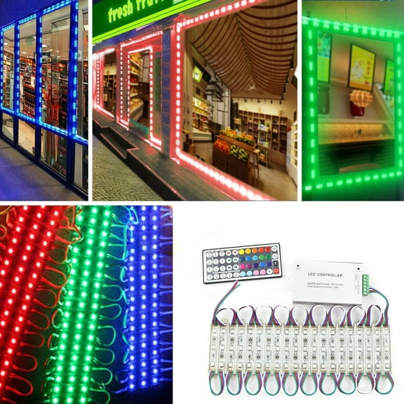 Super Bright IP65 Waterproof 5050 SMD LED Module Light - 10ft 20-Strip Set with Controller, DC 12V for Ads/Boat/Kitchen