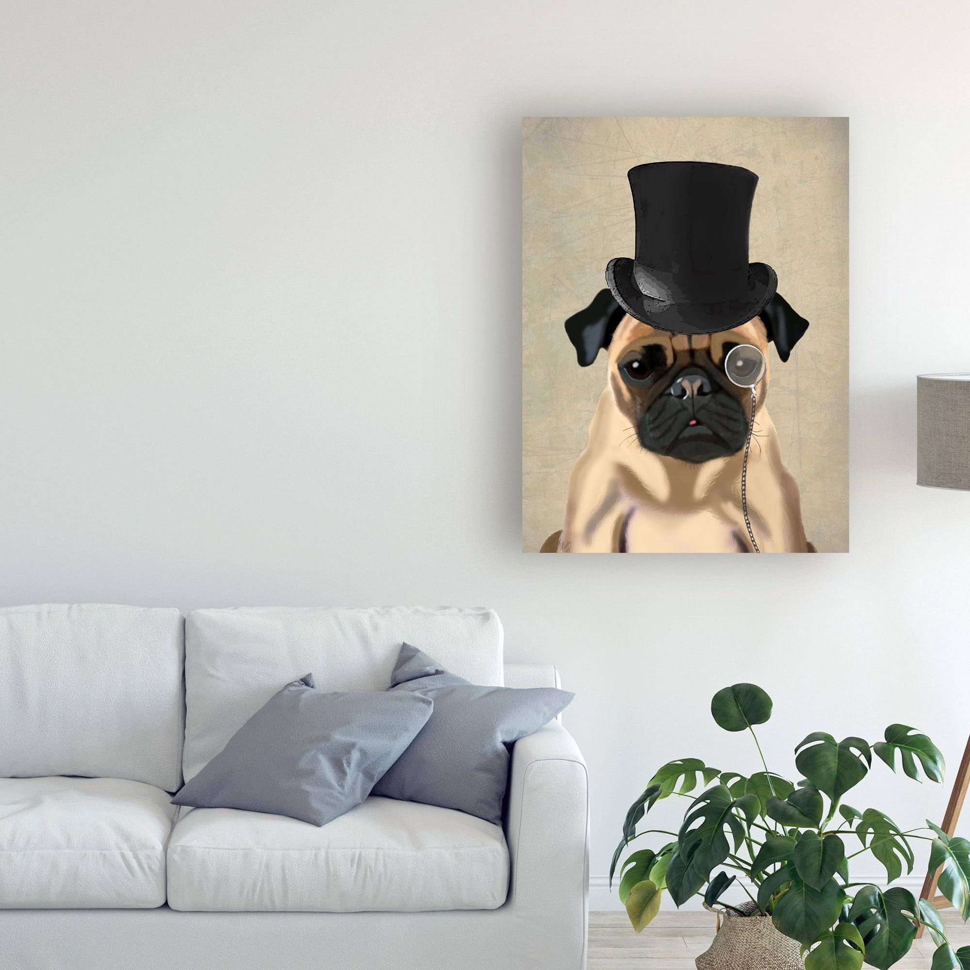 Trademark Fine Art 'Pug, Formal Hound And Hat' Canvas Art by Fab Funky