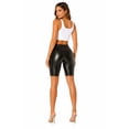 thumbnail image 4 of Women's Metallic Shine High Waist Casual PU Leather Biker Shorts, Shorts, 4 of 4