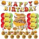 thumbnail image 1 of Fast Food Birthday Party Decorations Pizza Party Supplies including Burger Happy Birthday Banner Coke Balloon French Fries Cake, 1 of 4