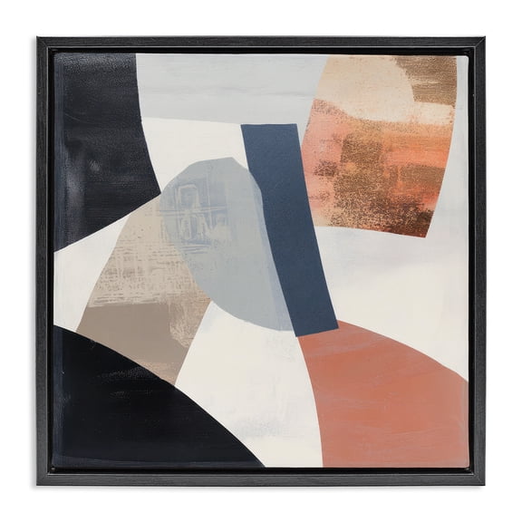 Stupell Industries Modern Fragmented Abstract Arrangement Black Floating Frame Canvas Art, 18 x 18, by Mona Grace