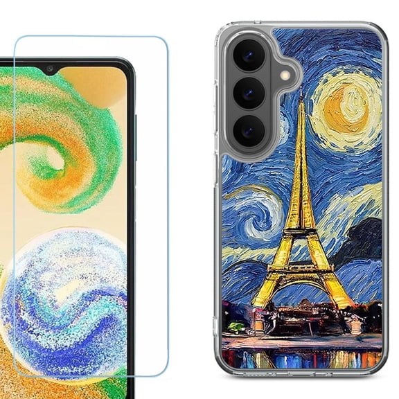 Phone Case for Samsung Galaxy A37 5G, with Screen Protector, by OneToughShield - Starry Night Eiffel