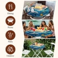 thumbnail image 6 of Blue Coastal Round Tablecloth 36-44 Inch Round Fitted Table Cloth with Elastic Edge, Dolphin Summer Beach Nautical Ocean Waterproof Table Cover Protector for Outdoor Picnic Party Dining, 6 of 6