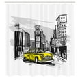 thumbnail image 3 of Ambesonne Sketchy Shower Curtain, Cab in New York City, 69"Wx84"L, Black Taupe Yellow, 3 of 5