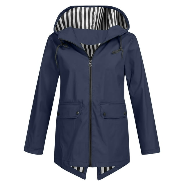 Cinvoph Womens Jackets Lightweight Outdoor Hiking Active Jacket Zipper Waterproof Rain Jacket with Pockets