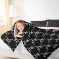 thumbnail image 3 of Erosebridal Cute Bow Knot 7 Pieces Bedding Comforter Set For Girl Kids,Ribbon Bowtie Bows Full Bedding Set,Black White,Reversible, 3 of 7