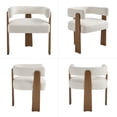 thumbnail image 4 of Guyou Barrel Dining Chairs Set of 2, Modern Linen Upholstered Dining Room Chairs with Curved Back, Farmhouse Wooden Accent Side Armchairs for Dining Room, Living Room, and Kitchen, White, 4 of 9