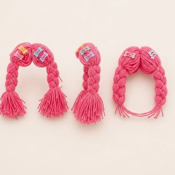 FENGGUIQU Pet Costume Wig Hand-Knit Braided Assorted Color for Cats and Dogs 3Pcs