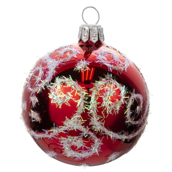 Red Christmas Ornament, Blown Glass Ball