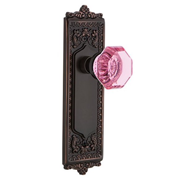 Nostalgic Warehouse 722352 Egg & Dart Plate Single Dummy Waldorf Pink Door Knob in Timeless Bronze