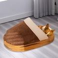 thumbnail image 1 of Nido para gatos semicerrado, zapatilla cálida, cama para gatos, autocalentable, acogedora tienda lavable para mascotas, cama tipo cueva, cama para gat , marrón, l, 1 of 8