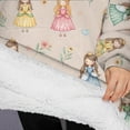 thumbnail image 3 of Oversized Wearable Blanket Hoodie,Beige Princess Watercolor Dress Pattern Sherpa Blanket Hoodie with Super Pockets,Super Warm Fuzzy Pullover for Women & Men, 3 of 6