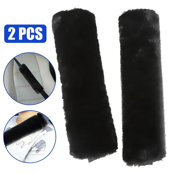 CCOCC 2x Car Auto Sheepskin Seat Belt Covers Soft Shoulder Strap Pads Cushion Headrest