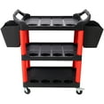 thumbnail image 2 of Olurrisa 3 Tier Rolling Auto Detail Cart With Wheels,With 2pcs Bucket,for Detailers Garage, Workshop, Repair Shop, Storage Tool,Red&Black, 2 of 9