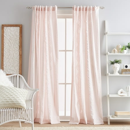 CHF Industries Cut Geo Back Tab Curtain Panel Pair Blush 84-Inch 84 Inches