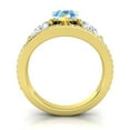 thumbnail image 4 of Diamond-Capitals 2.00 Carat Unique Pear Cut Blue Topaz Gemstone & Natural Diamond Wedding Ring for Fiancee 18K Yellow Gold Size 4, 4 of 8