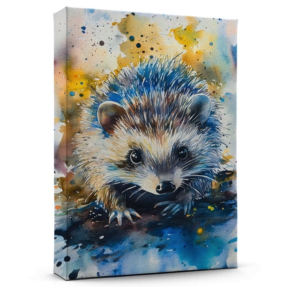 Hedgehog Dark Grey Canvas Wall Art Animal Decor, Hedgehog Dark Grey Canvas Prints Wild Animal Artwork for Living Room Bedroom Office 190HD513