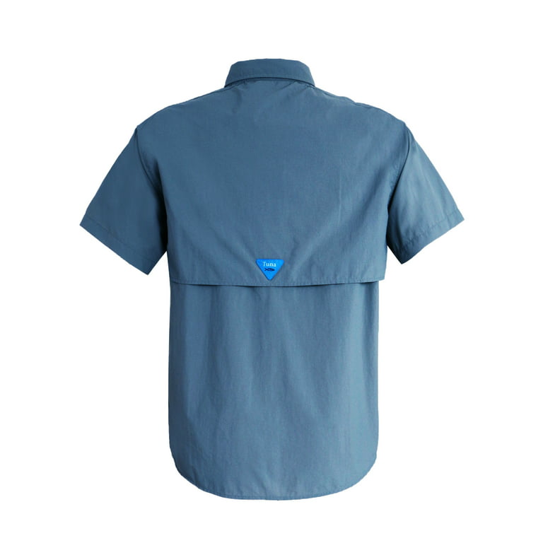 Tuna Men's UV UPF 50+ Sun Protection Waterproof Breathable Outdoor SPF  Hiking Camping Magellan Fishing Short Sleeve Shirts (Beige White #4 XL)