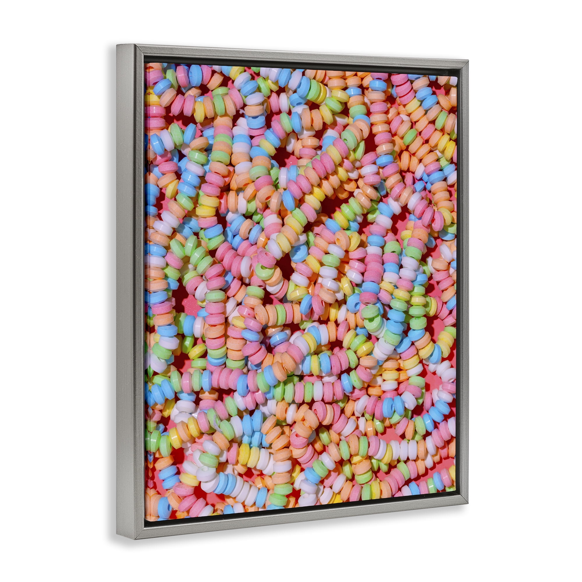 Stupell Industries Pastel Candy Necklace Gray Framed Floater Canvas Wall Art, design by LISH Creative