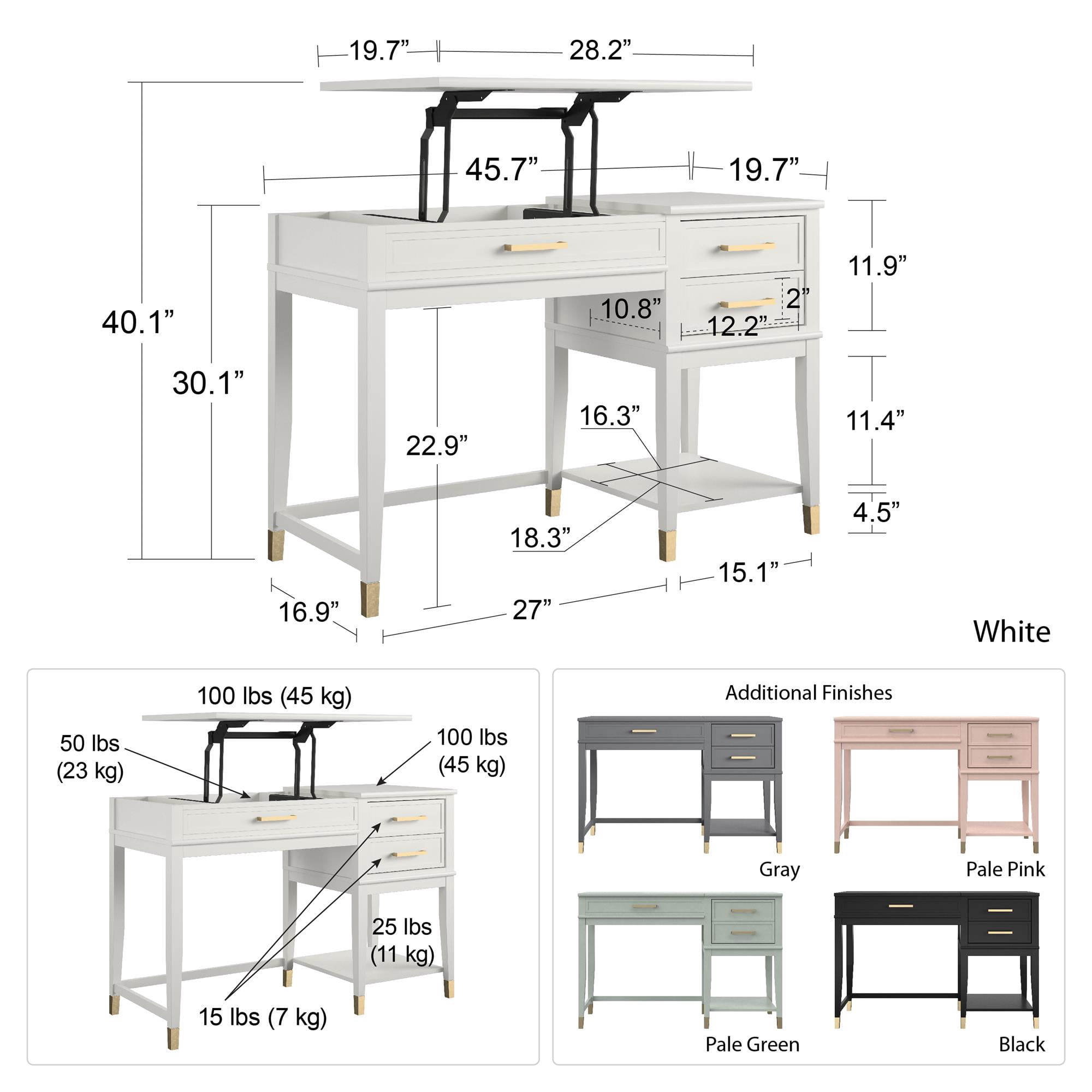 Westerleigh Lift-Top Computer Desk, Lavender