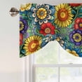 thumbnail image 5 of Tie Up Valances for Windows, Boho Colorful Floral Adjustable Valance Curtains Window Treatment for Living Room, Spring Flower Botanical Sunflowers Plant Rod Pocket Kitchen Curtains 42x12 Inch, 5 of 9