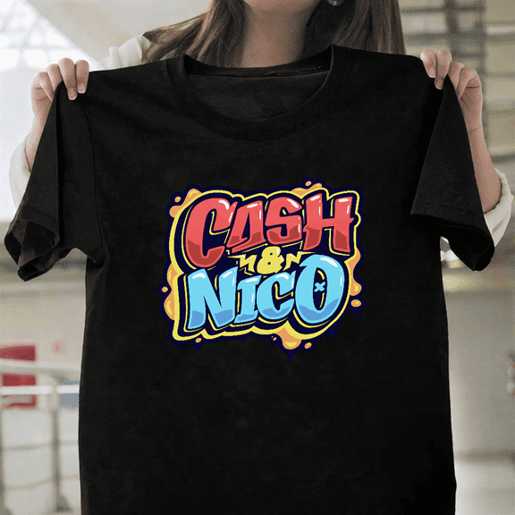 Cash And Nico 2024 Art Graphic Social Media Stars Fan Gift Unisex T-Shirt, up to size 3XL.