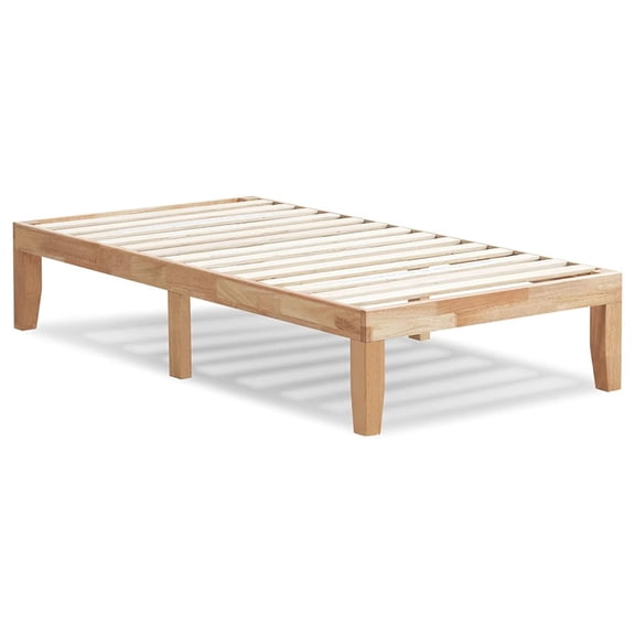 Drevy 14 Inches Wood Platform Bed Frame Size, Solid Wood Mattress Foundation with Rubber Wood Frame, Strong Poplar Wood Slat Support, No Box Spring Needed, Bed Frame (Natural)