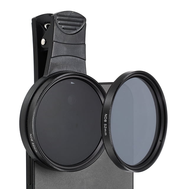 Lente de cámara para teléfono de 52mm, filtro polarizador circular ND8 de clip para la mayoría de los teléfonos inteligentes y cámaras DSLR, negro