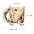 thumbnail image 3 of Yangka Kitchen Themed Glass Mug, Religious Jesus Print Coffee Cup with Sculpted Dove Handle, Elegant Holiday Drinkware for Easter and Christmas Table Decor, 3 of 6