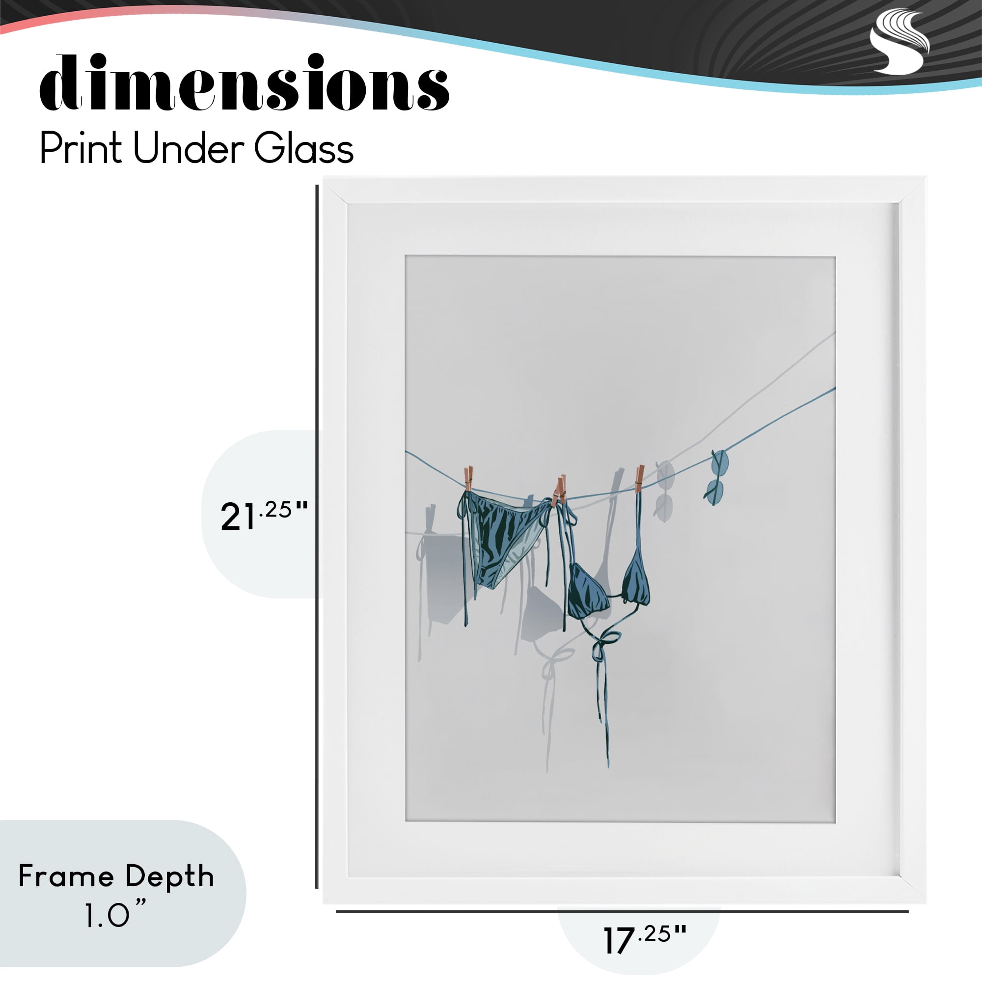 Stupell Industries Teal Bikini on Clothesline White Framed Print Under Glass, design by Ziwei Li