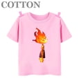 thumbnail image 3 of Camiseta de algodón de manga corta con estampado de dibujos animados para niños y bebés de Disney Elemental Wade Ripple y Embe Anime de moda de verano, 3 of 5