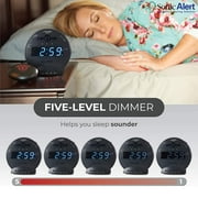 Sonic Bomb Dual Extra Loud Alarm Clock with Bed Shaker, Black & Blue | Sonic Alert Vibrating, Heavy Sleepers, Battery Backup | Wake with a Shake