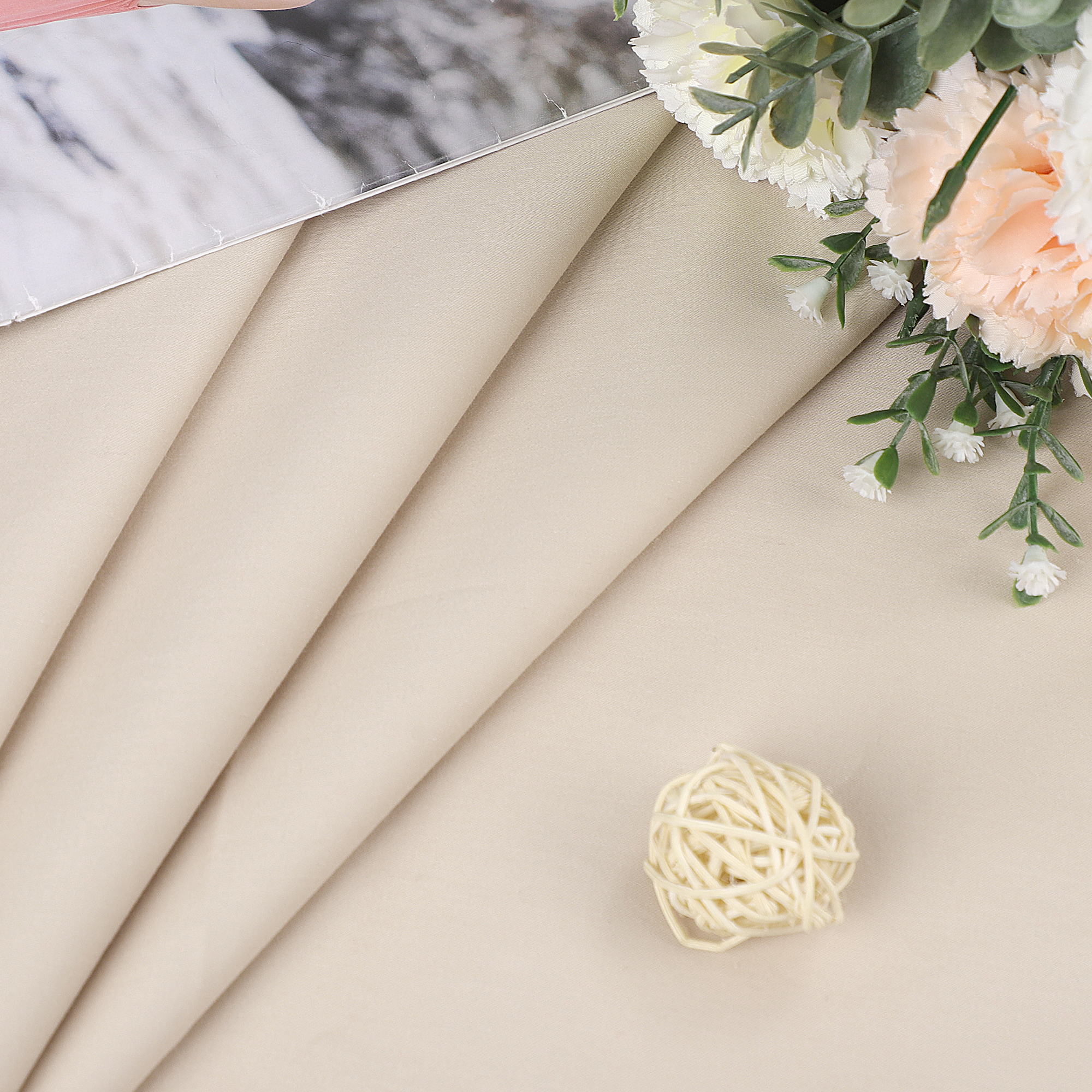 Unique Bargains Egyptian Cotton Zipper Long Body Pillow Cover Beige 21" x 55"