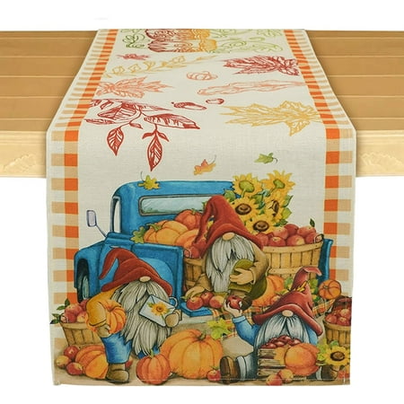 

Fall Table Runner for Rectangle Tables 13x72 Inches Waterproof Fall Farmhouse Table Runner 13.8 x 71inch for Dining Room Indoor Outdoor Home Decoration
