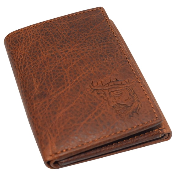 Marshal Jesus RFID Blocking Real Leather Bifold Trifold Wallet for Men Trifold