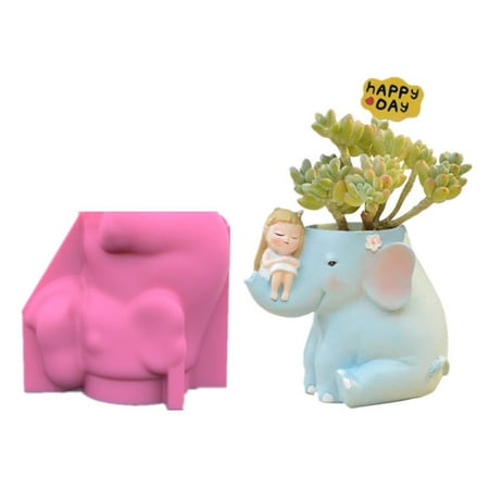 

Elephant Shaped Storage Box Mold Flower Pot Holder Silicone Molds for DIY Makeup Pen Holder for Table Home Office Decor