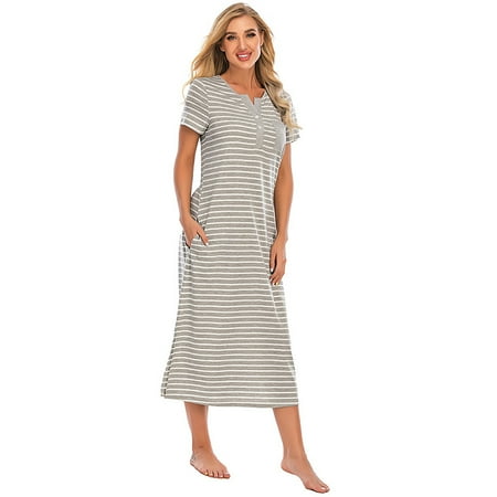

FEREMO Plus Size Long Sleep Shirt Sleepwear Womens Dress for Women