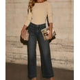 thumbnail image 4 of Women's Wide Leg Jeans High Waisted Straight Leg Stretchy Denim Pants with Pockets, 4 of 9