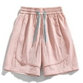 thumbnail image 4 of JTieacloth Cotton Drawstring Cargo Shorts Men's Summer Casual Loose Breathable Ice Feel Beach Shorts Athletic Swim Trunks Fashionable Trendy,Pink, 4 of 4