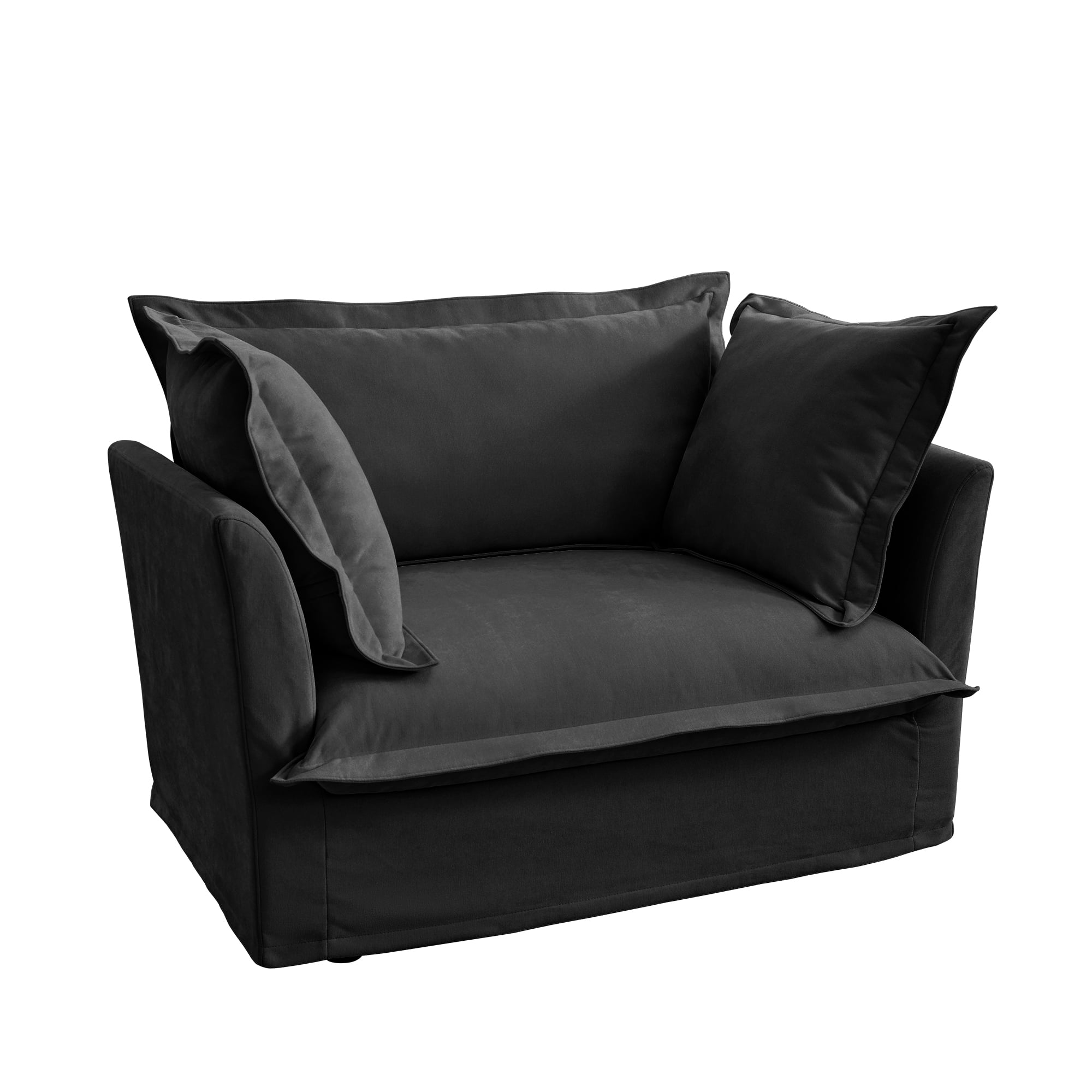 Gewnee Chenille Fabric Black Deep Seat Singel Accent Chair Sofa Couch for Living Room, Reading Room, Bedroom and Working Spaces