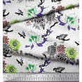 thumbnail image 3 of Soimoi Green Poly Georgette Fabric Bird,Leaves & Floral Printed Fabric 1 Yard 52 Inch Wide, 3 of 3